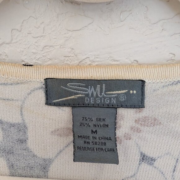 SML Design Silk Sequined Floral Cardigan Size M - Picture 6 of 7